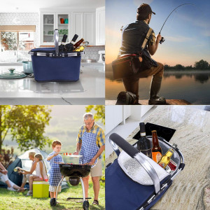 Large Size Picnic Basket Insulated- Strong Aluminum Frame - Waterproof Lining - Take it Camping, Picnicking, Lake Trips, or Family Vacations