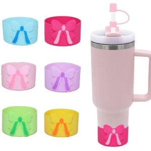 Set of Cute Bow Silicone Boot and Straw Stopper for Stanley 40oz Tumbler Cup