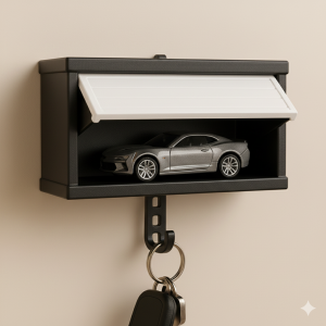 Garage Key Holder with Openable Door, Decorative 3D Entry Wall-Mounted Keys Storage Box Hook Easy Installation Key Rack for Entryway Hallway