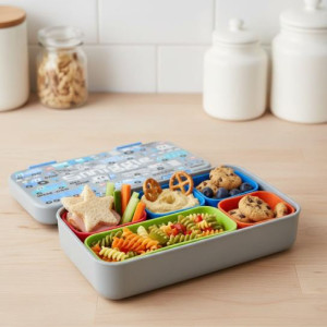Smiggle - Ready Set Go Medium Lunch Box, 4 Compartment Bento Lunch Box