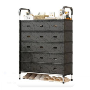 5-Tier Portable Storage Organizer with Dustproof Cover & Side Handles