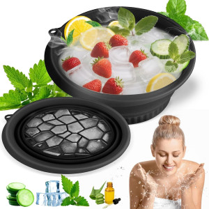 Silicone Ice Cube Bowl for Ice Facial & Cold Therapy, Foldable Facial Ice Bath with Built-in Icetray