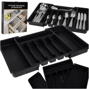 Drawer Organizer Expandable Kitchen Utensil Organizer, Cutlery Holder Tray Adjustable Plastic Drawer Divider Storage for Spoons Forks Knives