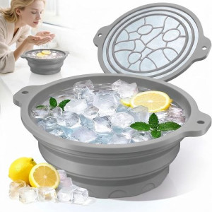 Silicone Ice Cube Bowl for Ice Facial & Cold Therapy, Foldable Facial Ice Bath with Built-in Icetray