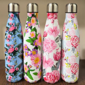 Tropical Floral Stainless Steel Leak Proof Water Bottle 500ml