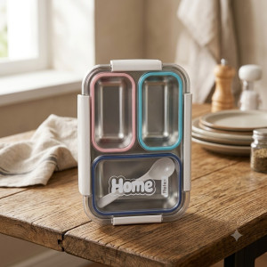Stainless Steel 3-Compartment Bento Lunch Box