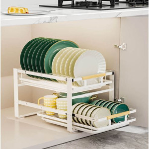 2 Tier Kitchen Organizer Under Sink Storage Organizer with Pull Out Trays Kitchen Storage Rack