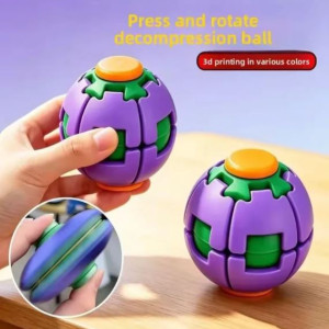 Fidget Magic Ball Spinner Cube Toy, 3D Fidget Spinner Ball Toy, Educational Desk Toy, Stress Relief Rotating Gyro Puzzle