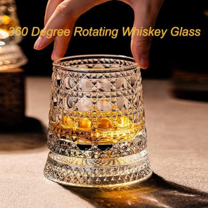 360° Rotating Glass Tumbler, Rotatable Glass with Spinning Base, Creative 260ml Glass Bourbon Cup