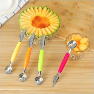 Stainless Steel Fruit Carving Knife, Slicer & Scooper 2 in 1 - Fruit Digger & Slicer Knife