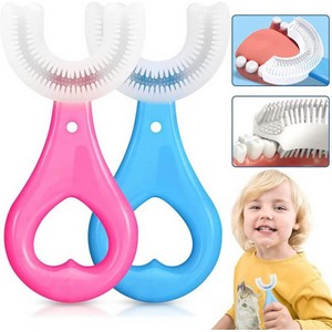 New Silicone Tooth Brush Kids, Head 360 Degree Cleansing U Shaped Toothbrush for kids