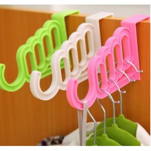 Multi-Function Home Accessories Foldable Clothes Hanger Drying Rack 5 Hole Suit Bathroom Door Plastic Organizer