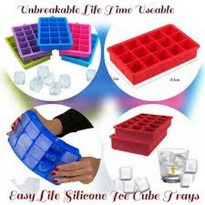 Pack of 2 - Easy Push Pop out Square Silicon Ice Cubes Tray 18 Cubes