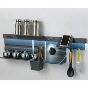 Kitchen Wall-Mounted Seasoning Spice Storage Rack Knives Pot Lid Utensils Holder