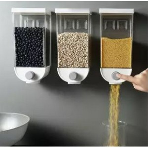 Cereal Grain Dispenser Storage Box Wall-mounted Tank Home Cereal Bean Rice Container Oatmeal Dispenser - Dry Fruit, Grain Dispenser
