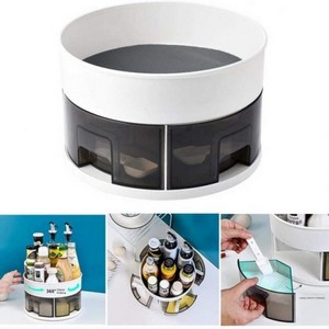 2 Tier 360 Degree Rotating Spice Rack Organizer Nonslip Stand for Kitchen Pantry Countertop