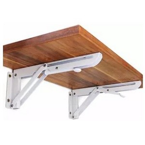 Wall Mounted Folding Wooden Shelf Rack Board Heavy Duty Brackets Cold Roll Steel in White Baking Finish