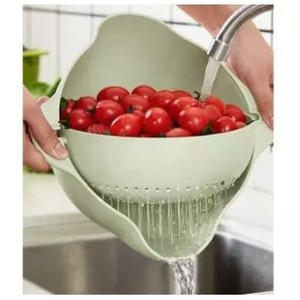 2-in-1 Multifunction Kitchen Colander/Strainer Bowl Set,Double Layered Rotatable Drain Basin and Basket, Cleaning, Washing, Mixing Fruits, Vegetables