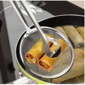 Frying Mesh Colander Quick Strain Stainless Steel Tong Colander