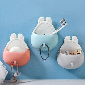 Wall Mount Toothbrush Holder Shelf Cute Razor Holder Bathroom Storage Rack