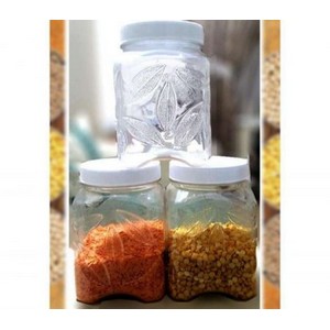 PACK OF 6 PCS - LEAF DESIGN - Wide Mouth Storage Jar 1000 ML