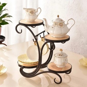 Multipurpose Shelf Display Rack for Kitchen & Living Room Iron Wood