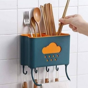 Wall Mounted Cutlery Drainer Rack Utensil Holder Chopsticks Cutlery Fork Holder