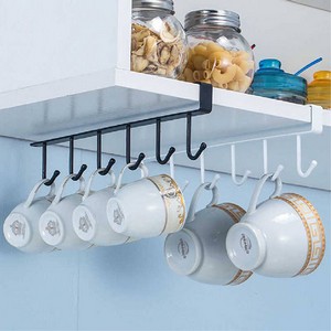 6 HOOKS KITCHEN STORAGE METAL RACK HOOK SHELF