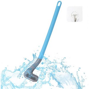 Silicone Toilet Brush with Flexible Bristles and Non-Slip Long Handle, Golf Shape Curved Toilet Cleaner Brush, Deep Cleaning Toilet Brush