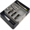 Kitchen Drawer Organizer Tray for Cutlery Utensils and Gadgets, Expandable, Gray