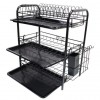 3 Layer Dish Drying Rack Dish Rack with Utensil Holder and Dish Drainer for Kitchen Counter (Black)