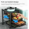 Modern Metal Kitchen Trolleys for Home, Square Design Fruits & Vegetable Organizer
