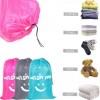 Smile Shape Nylon Laundry Bag, Travel Storage Pouch Machine Washable Dirty Clothes Organizer Wash Drawstring Bag