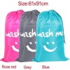 Smile Shape Nylon Laundry Bag, Travel Storage Pouch Machine Washable Dirty Clothes Organizer Wash Drawstring Bag