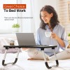 Laptop Bed Table with Foldable Metal Legs, Tablet & Cup Holder - Fits Upto 17