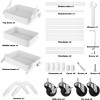Foldable 3 Tier Metal Utility Rolling Cart, Folding Mobile Multi-Function Storage Trolley Organizer Cart (White)