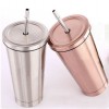 500ml Vacuum Insulated Mug Stainless Steel Thermal Mug Car Coffee Mug with Straw