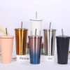 500ml Vacuum Insulated Mug Stainless Steel Thermal Mug Car Coffee Mug with Straw