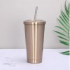 500ml Vacuum Insulated Mug Stainless Steel Thermal Mug Car Coffee Mug with Straw