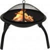 2-in-1 Fire Pit and BBQ with Poker 56x56x49 cm Steel, with Colour Black