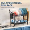 Kitchen Dish Rack With Rotating Drainage Tray Multi-functional Tableware Organizer Kitchen Storage Supplies