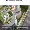 Multi-Function Dish Rack, Drain Dish Rack With Cover, Dish Drainer Utensil Organizer For Kitchen