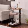 Modern Wooden Side Table 3-tier Storage Shelf Walnut Color For Living Room Bedroom