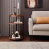Modern Wooden Side Table 3-tier Storage Shelf Walnut Color For Living Room Bedroom
