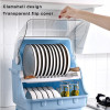 Dish Drying Rack with Lid, 2 Tier Dish Rack with Utensil Holder, Cup Holder and Dish Drainer for Kitchen Counter, Plastic Dish Drainer Shelf with Swivel Spout Dish Rack