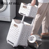 Laundry Baskets on Wheels, Laundry Trolley, Laundry Collector with 2 Layers, 2 Storage Baskets, Laundry Sorter for Bedroom