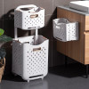 Laundry Baskets on Wheels, Laundry Trolley, Laundry Collector with 2 Layers, 2 Storage Baskets, Laundry Sorter for Bedroom