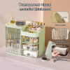 Makeup Organizer Countertop - Cosmetic Display Case, Table Cosmetics Drawer | Large Capacity Cosmetics Storage Box, Makeup Brushes Holder With Mirror for Lipsticks, Hair Clips