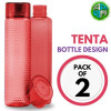 (PACK OF 2) TENTA Plastic Bubble Pattern Spill-Proof Water Storage Fridge Bottle Set, 1100 ML