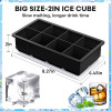 Large Ice Cube Tray - Big 2-Inch Square Silicone Ice Cube Molds with Removable Lids